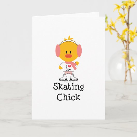 Het Schaatsen van het ijs het Wenskaart van het Kaart (Gele Bloem)