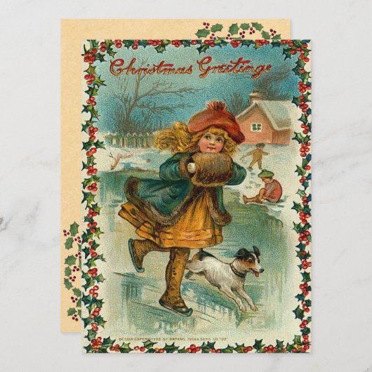 Het Schaatsen van het ijs Kerstkaart (Voorkant / Achterkant)