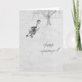 Het Schaatsen van het ijs Schildpad Feestdagen Kaart