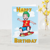 Het schaatsen Verjaardag Kaart (Gele Bloem)