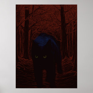 Het Schaduw Kat en het Rode Bos Poster
