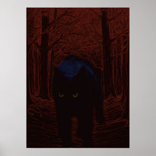 Het Schaduw Kat en het Rode Bos Poster