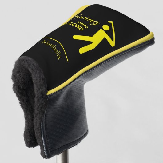 HET SCHAKELEN AAN DE LORD Golfer Silhouette Name P Golfheadcover (3/4 voorkant)