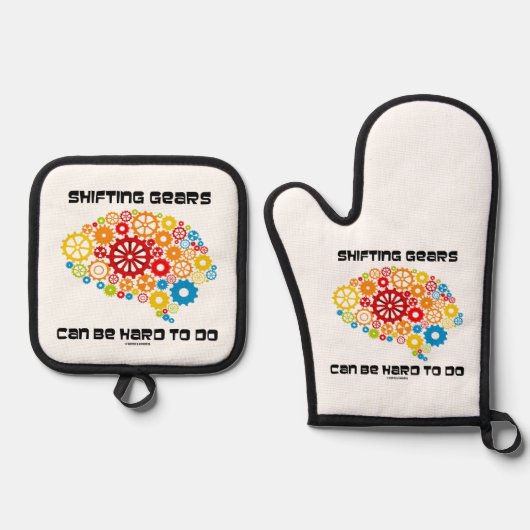 Het schakelen van versnellingen kan moeilijk zijn ovenwant & pannenlap set (Voorkant)