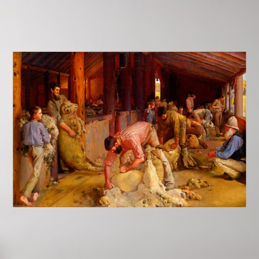 Het schapen scheren Tom Roberts 1890 Australische Poster (Voorkant)
