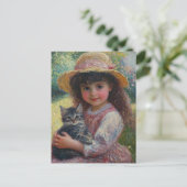 Het Schattige meisje en haar kat Briefkaart (Staand voorkant)