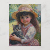 Het Schattige meisje en haar kat Briefkaart (Voorkant)
