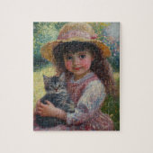 Het Schattige meisje en haar kat Legpuzzel (Verticaal)