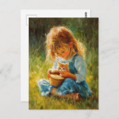 Het Schattige meisje en haar kitten Briefkaart (Voorkant / Achterkant)