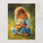Het Schattige meisje en haar kitten Briefkaart (Voorkant)
