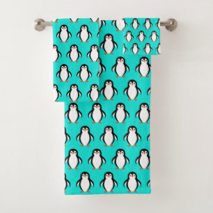 Het Schattige Penguins Patroon van de klap op Turq Bad Handdoek