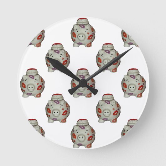 Het schattige Varken van de Lippenstift Ronde Klok (Voorkant)