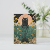 Het Schattige Zwarte Zeemeermin Kitty Briefkaart (Staand voorkant)