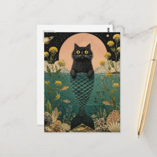 Het Schattige Zwarte Zeemeermin Kitty Briefkaart