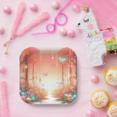 Het Schattigee Enchanted Forest Baby shower Papieren Bordje (Feest)