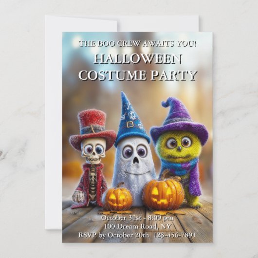 Het Schattigee Ghost Skeleton Monster van de Boo C Kaart (Voorkant)