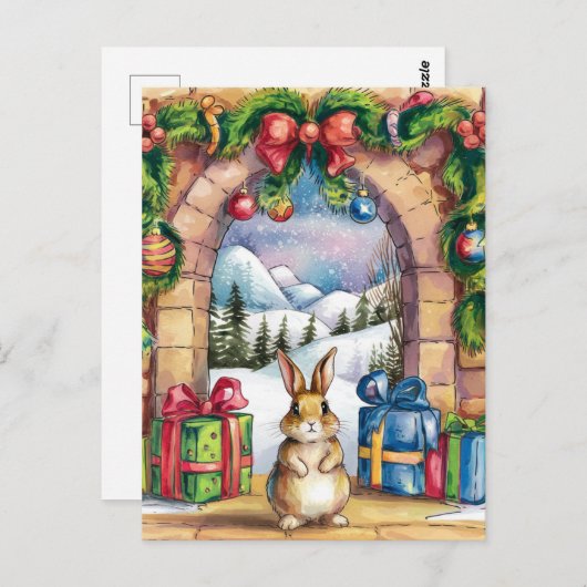 Het Schattigee kerstkonijn Briefkaart (Voorkant / Achterkant)