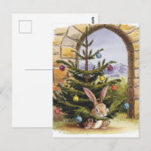 Het Schattigee kleine kerstkonijntje knabbelt aan  Briefkaart (Voorkant / Achterkant)