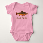 Het Schattigee meisje "Born to Fly Fish" Romper (Voorkant)