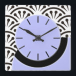 Het Schema van het art deco (Sering Zwart) Vierkante Klok<br><div class="desc">Het concept de Klok van de Muur van het Schema werd gebaseerd op een kleine vintage lijstklok die bij een vlooienmarkt wordt gevonden. De originele kunstenaar & de fabrikant zijn onbekend. Het originele digitale schilderen voor deze klok vangt de blik van het originele plastiek met de suggestie van diepte. Achter...</div>