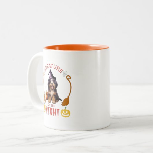 Het schepsel van de nacht Berner berghond Tweekleurige Koffiemok (Voorkant links)