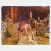 Het scheren van de rammen Tom Roberts 1890 Austral Fleece Deken (Voorkant (Horizontaal))