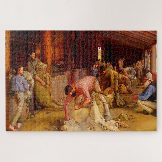 Het scheren van de rammen Tom Roberts 1890 Austral Legpuzzel (Horizontaal)