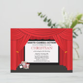 Het scherm van de film en gordijn de uitnodiging v (Staand voorkant)