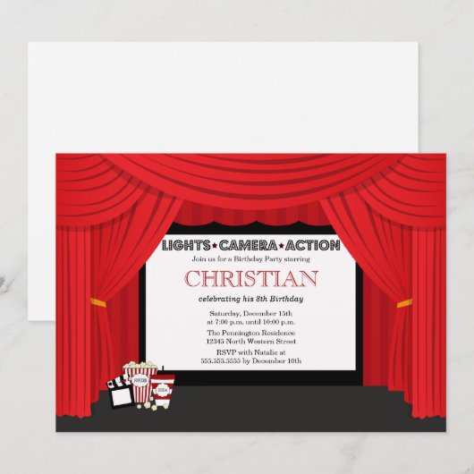 Het scherm van de film en gordijn de uitnodiging v (Voorkant / Achterkant)