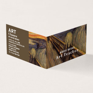 Het scherm van Edvard Munch, kunstleraar, gedetail Visitekaartje