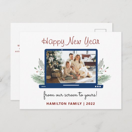 Het scherm van het nieuwe jaar van Covid aan uw Fo Briefkaart (Voorkant / Achterkant)