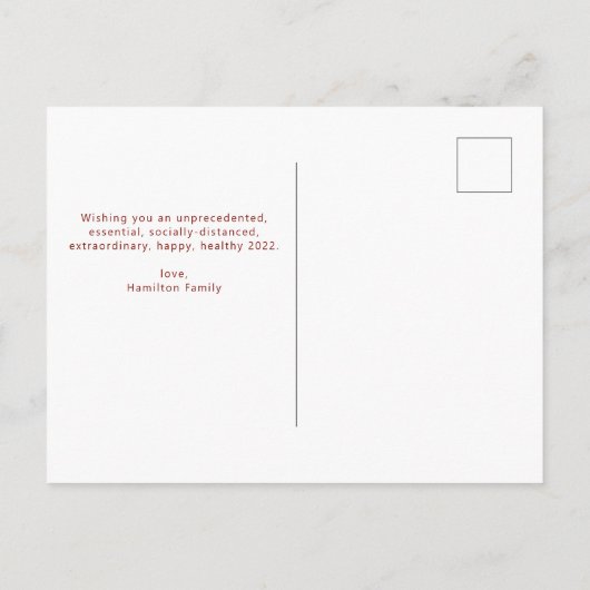 Het scherm van het nieuwe jaar van Covid aan uw Fo Briefkaart (Achterkant)