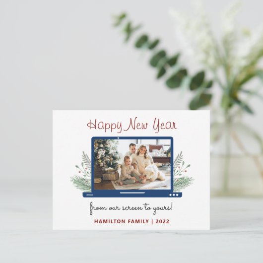 Het scherm van het nieuwe jaar van Covid aan uw Fo Briefkaart (Staand voorkant)