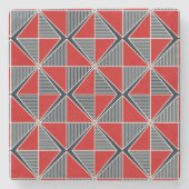 Het Schild van de Hetman: Robijn & Leisteen Geomet Stenen Onderzetter (Voorkant)