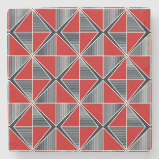 Het Schild van de Hetman: Rood & Leisteen Geometri Stenen Onderzetter