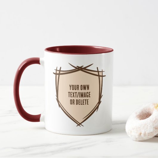 Het schild van de ridder. Wapen. Veiligheidsbadge. Mok (Met donut)