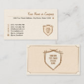 Het schild van de ridder. Wapen. Veiligheidsbadge. Visitekaartje (Voorkant / Achterkant)