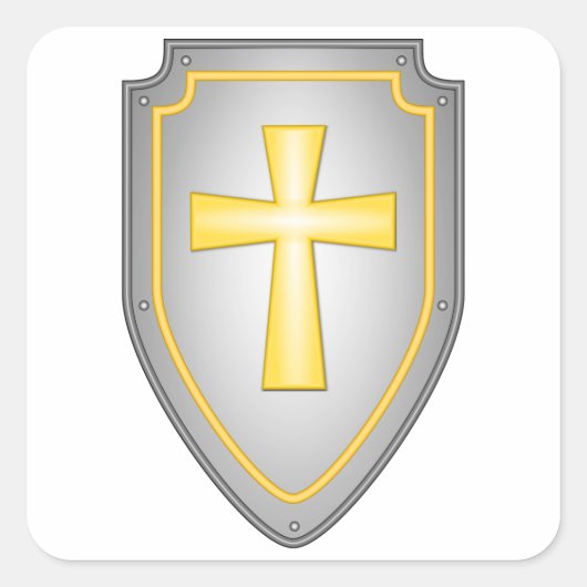 Het schild van het geloof vierkante sticker (Voorkant)