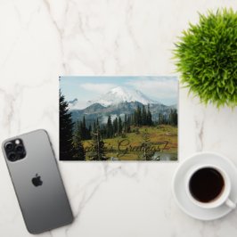Het Schilderachtig berglandschap van het seizoen Folie Feestdagenkaart