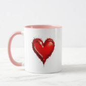 Het schildereffect van het rode patroonhart. mok (Links)