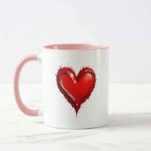 Het schildereffect van het rode patroonhart. mok (Links)