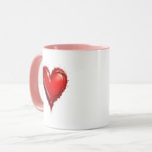 Het schildereffect van het rode patroonhart. mok (Voorkant links)