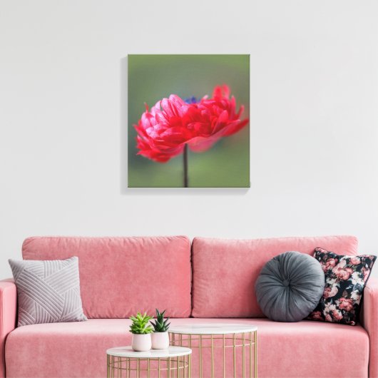 Het schildereffect van rode bloem sluit dicht canvas afdruk (Insitu (Woonkamer))