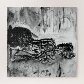 Het schilderen Jigzaag Puzzle Natuur Lady - Zwart  Legpuzzel (Horizontaal)