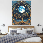 Het schilderen Lichtblauwe Magische Tarot Canvas Afdruk (Insitu (Slaapkamer))