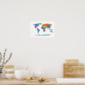 Het schilderen Stijl Gekleurde Wereldkaart Poster (Keuken)
