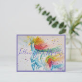 Het schilderen Unicorn volgt Uw Briefkaart van Dre (Staand voorkant)