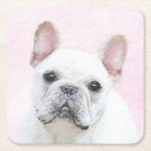 Het schilderen van Bulldog (Cream/White) - Dog Art Kartonnen Onderzetters