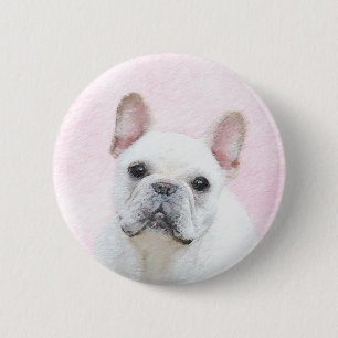 Het schilderen van Bulldog (Cream/White) - Dog Art Ronde Button 5,7 Cm