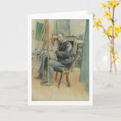 Het Schilderen van Carl Larsson met Zijn Dochter Kaart (Gele Bloem)